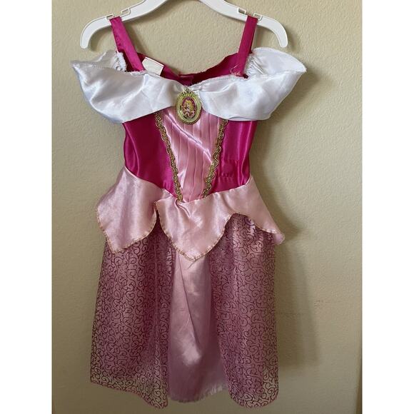 Disney Sleeping Beauty Princess Aurora Pink Short Sleeve Costume Dress Size 4-6X - Picture 1 of 11